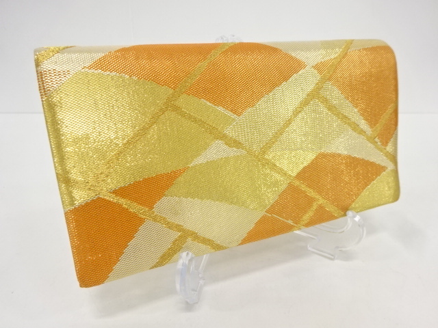 アンティーク　佐賀錦抽象模様織り出し和装バッグ